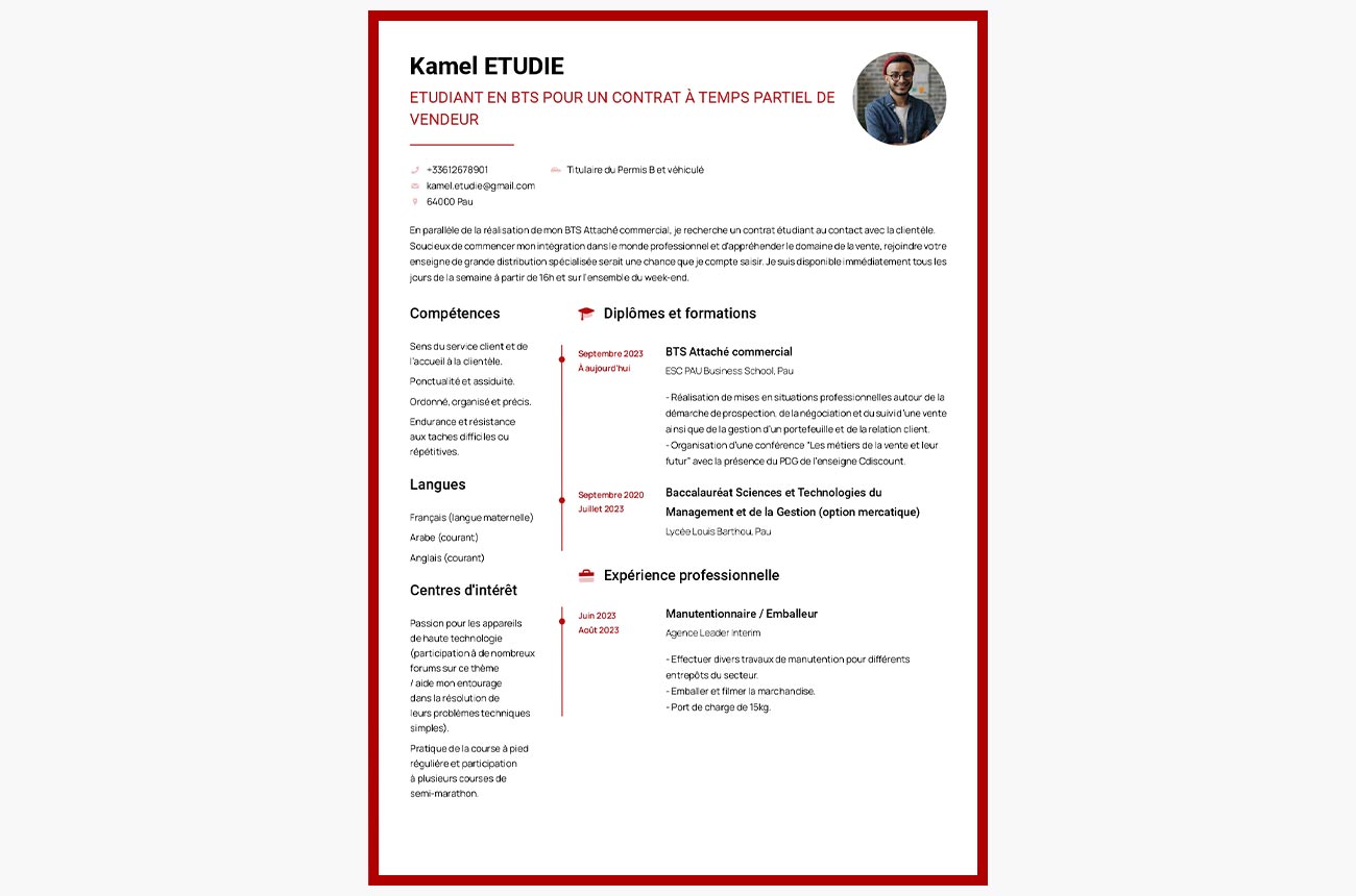 cv etudiant